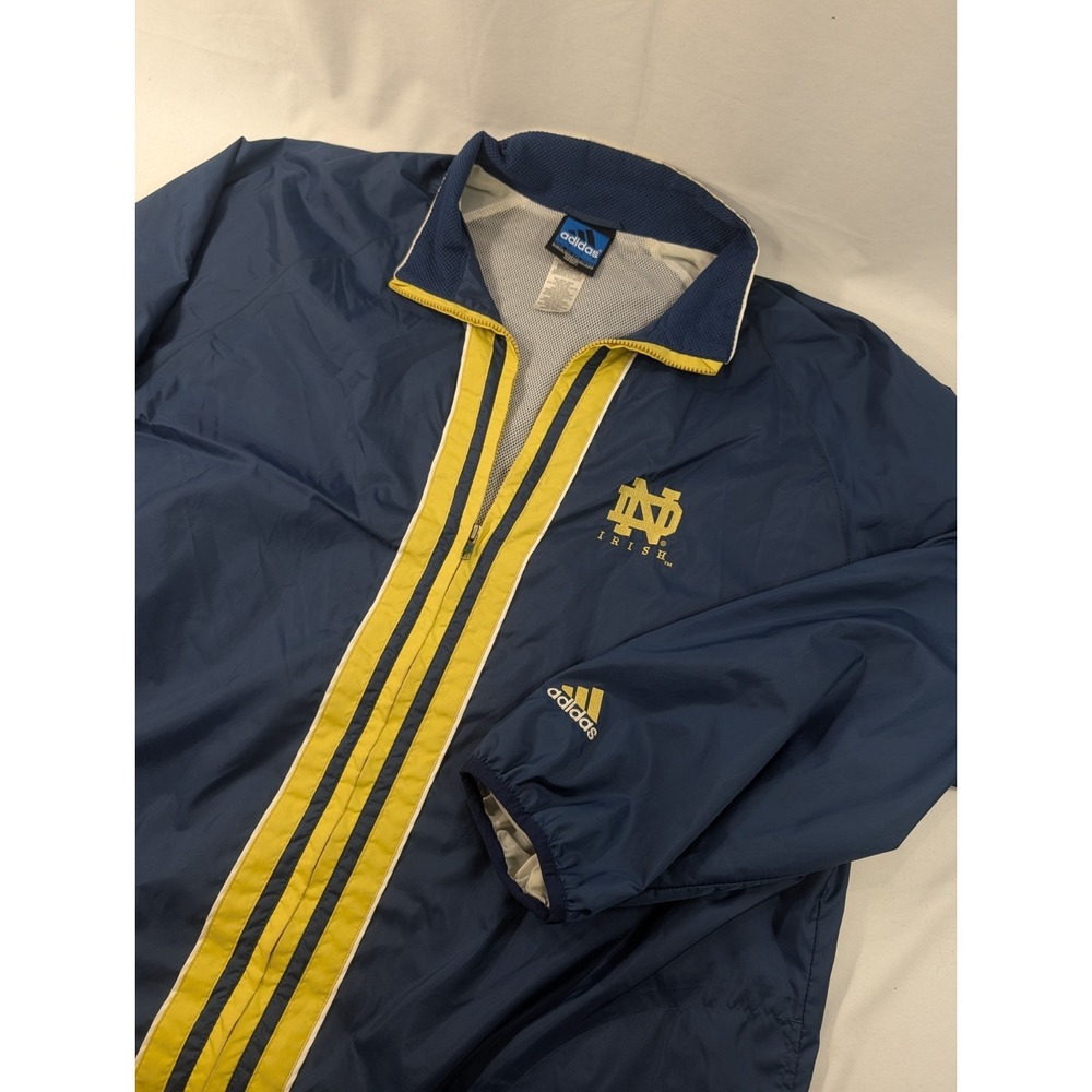Vintage Coach Jacket NOTRE DAME  Windbreaker Adidas Lined Colorblock Short Sleev